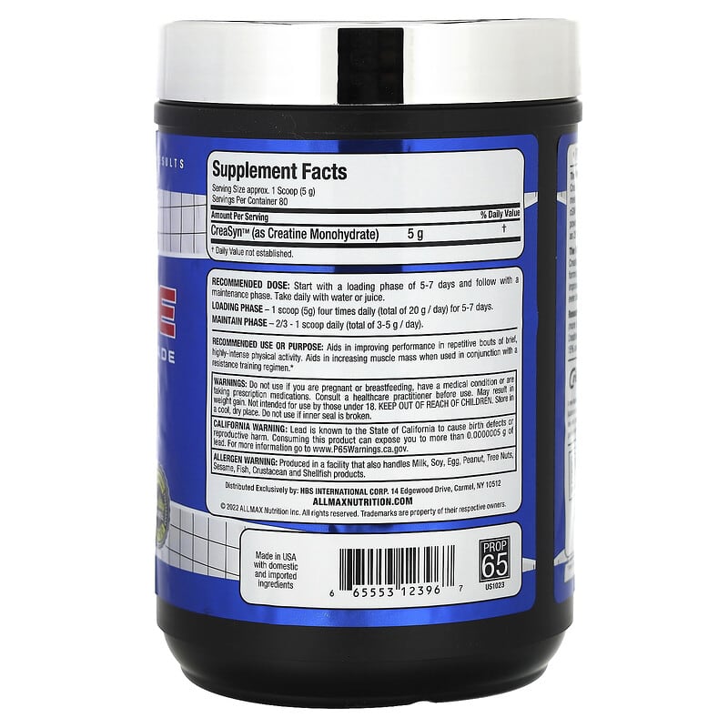 ALLMAX Pharmaceutical Grade Unflavored Creatine Monohydrate Powder for Enhanced Performance