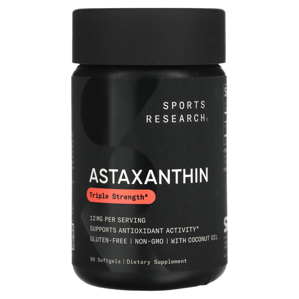 Sports Research Triple Strength Astaxanthin 12mg Potent Antioxidant Softgels - 60 Count