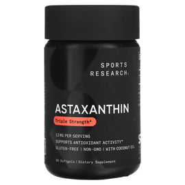 Sports Research Triple Strength Astaxanthin 12mg Softgels - 60 Count Antioxidant Supplement