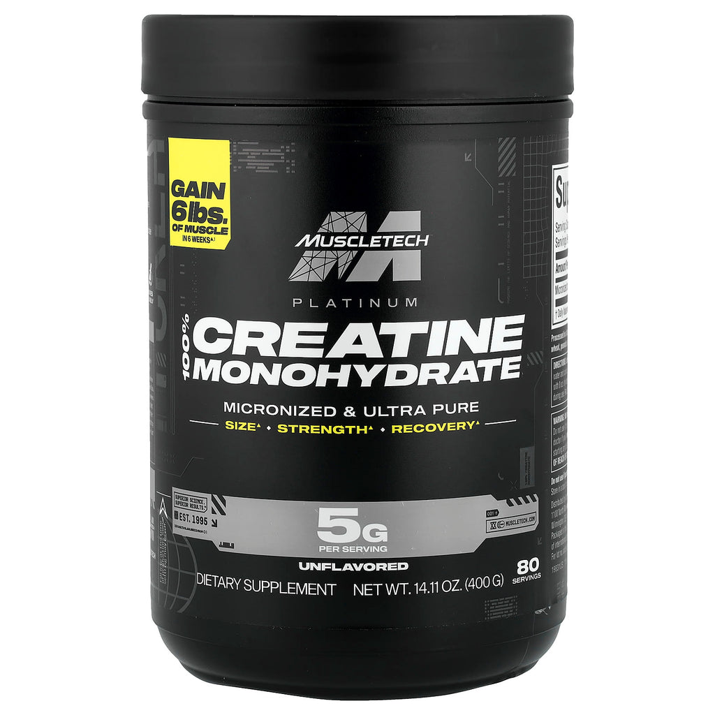 MuscleTech Platinum 100% Unflavored Creatine Monohydrate Powder for Maximum Muscle Growth