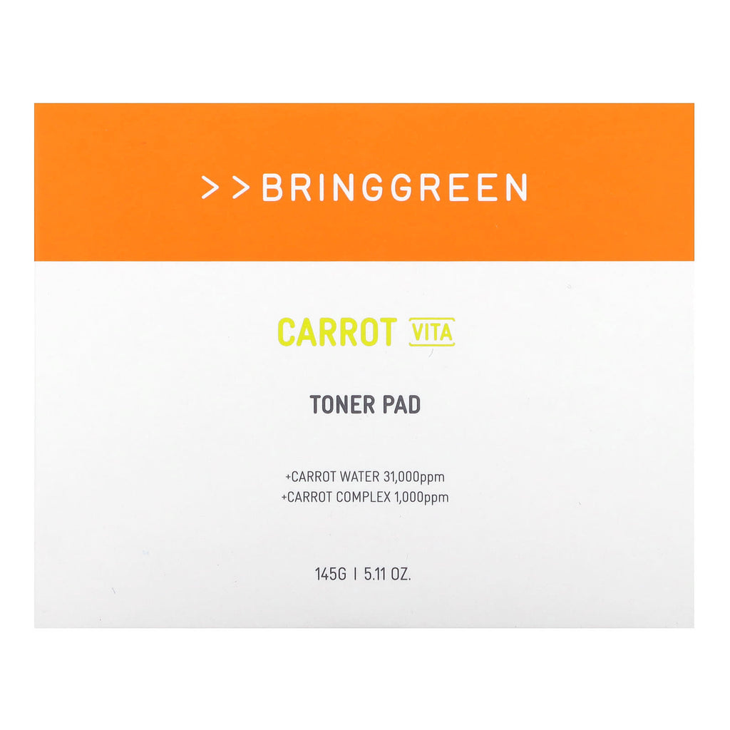 Bringgreen Carrot Vita Exfoliating Toner Pads for Clear, Smooth, Hydrated Skin