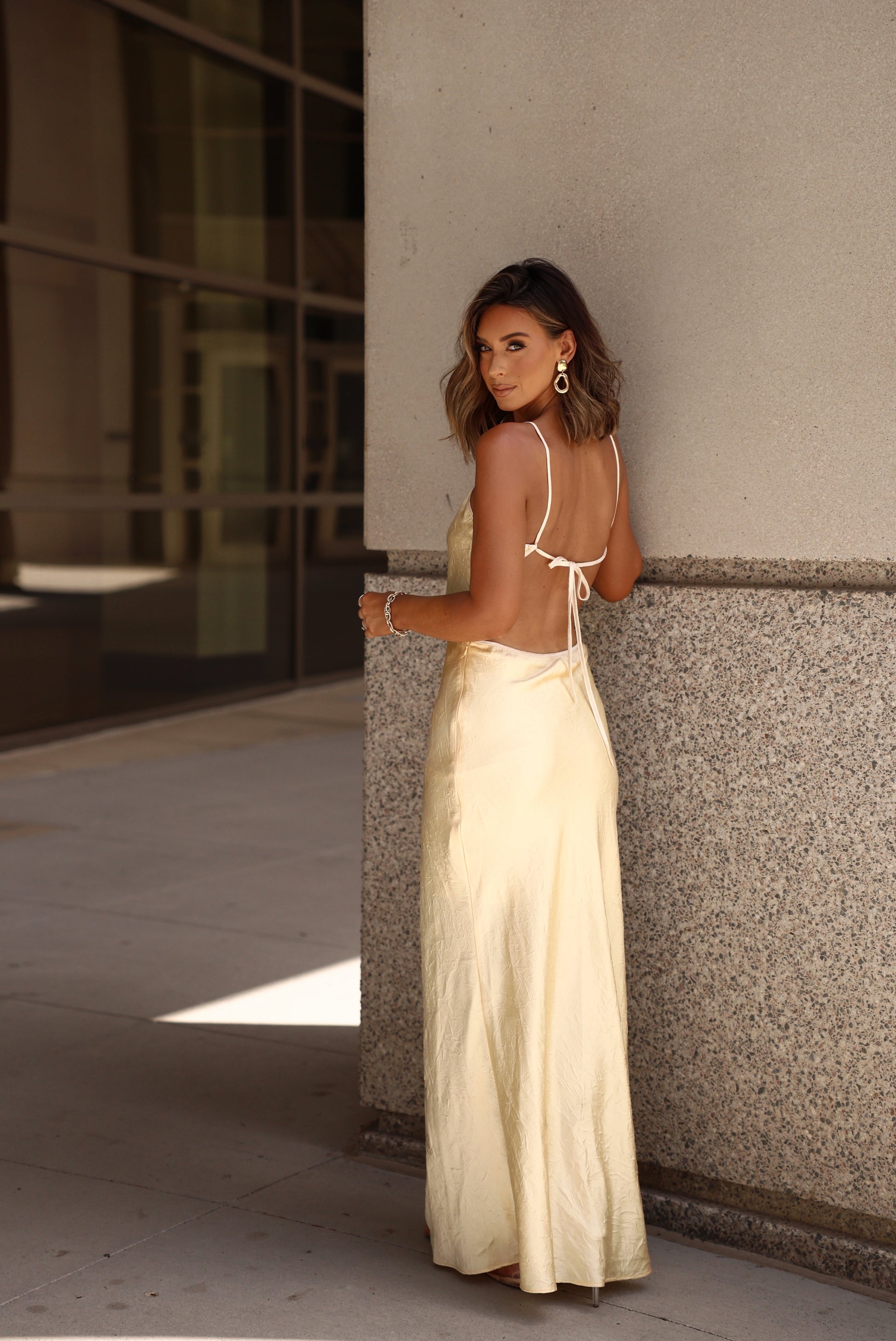 Yellow Satin Slip Dress