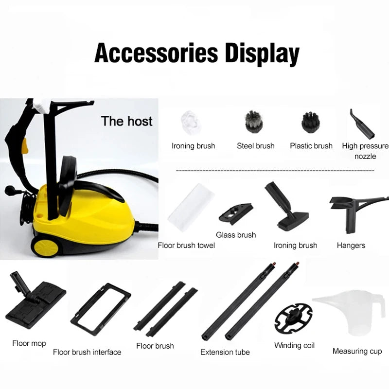 High Steam Cleaner Kill Mites Disinfector Home Kitchen 2000W Electric Steam Cleaner for Stain Removal, formaldehyde, Floor, car